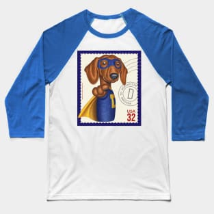 Superhero Dachshund Doxie Dog with mask and cape Baseball T-Shirt